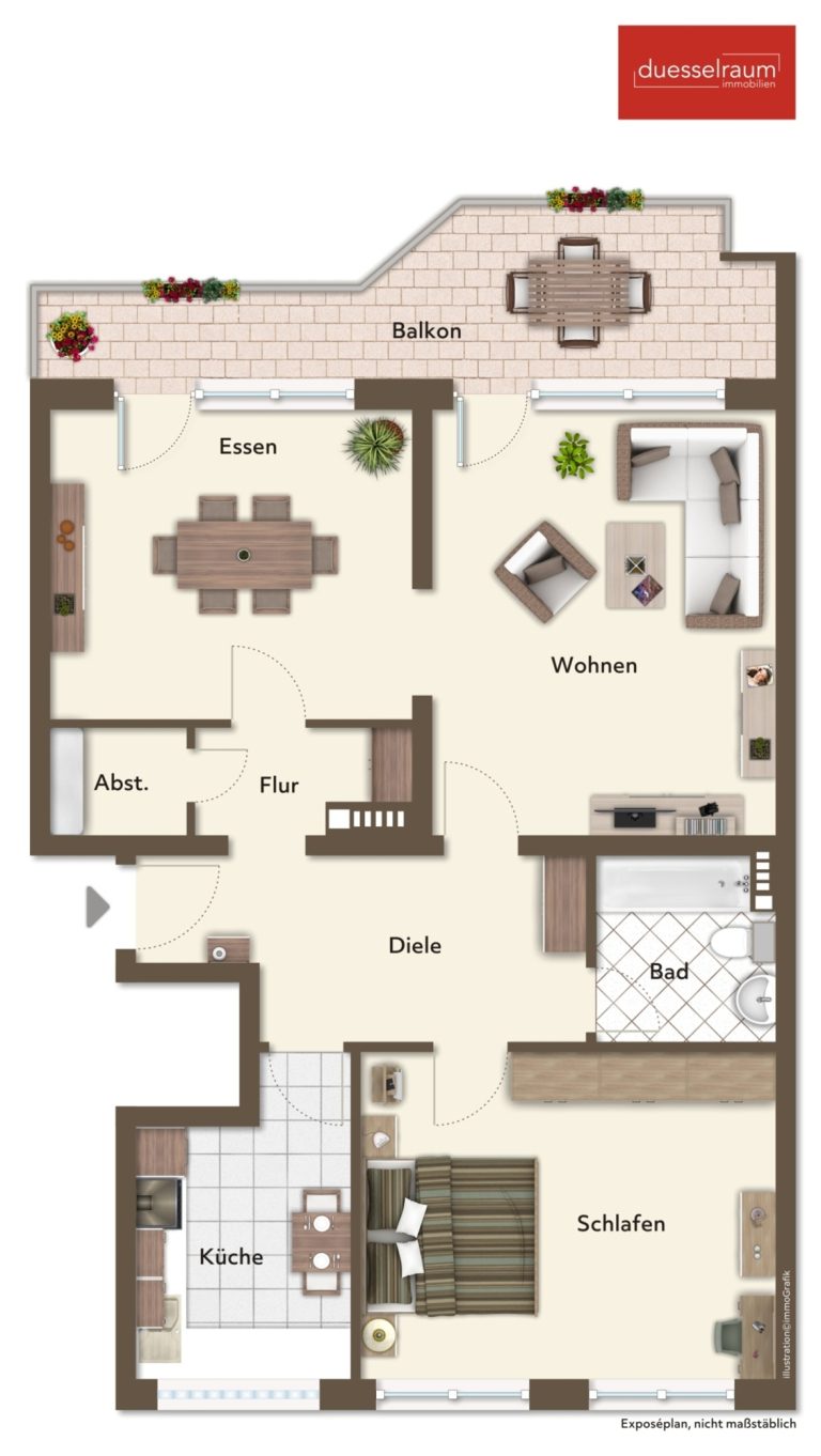 Immobilienangebot - Düsseldorf / Urdenbach - Alle - Urdenbach: 3-Zimmer-Eigentumswohnung mit Tiefgaragenstellplatz –solide Kapitalanlage mit Perspektive