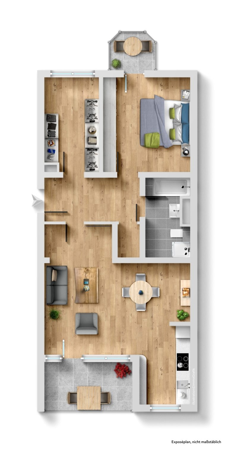 Immobilienangebot - Düsseldorf - Alle - Düsseltal: Wohnen mit Weitblick – großzügige ETW mit Aufzug, zwei Balkonen und TG- Stellplatz