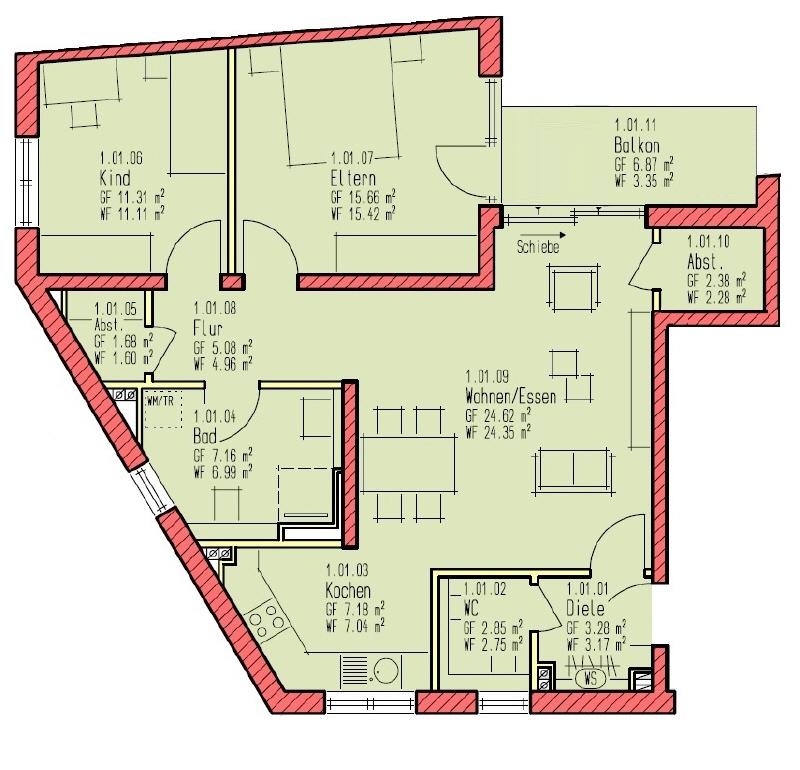 Grundriss 2: Modernes Wohnen in City-Nähe - Volksbank Immobilien Trier