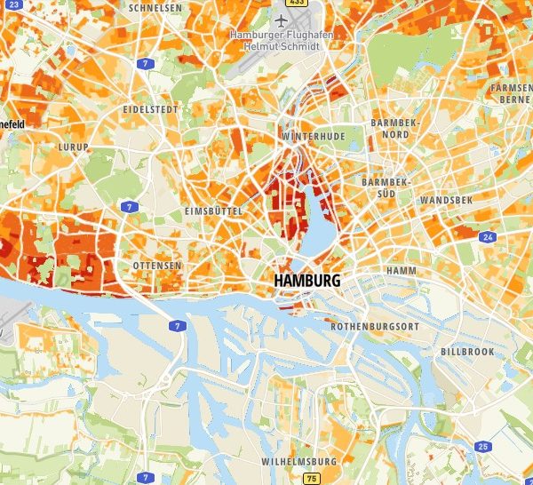 Kartenansicht für die aktuellen Marktberichte in Hamburg