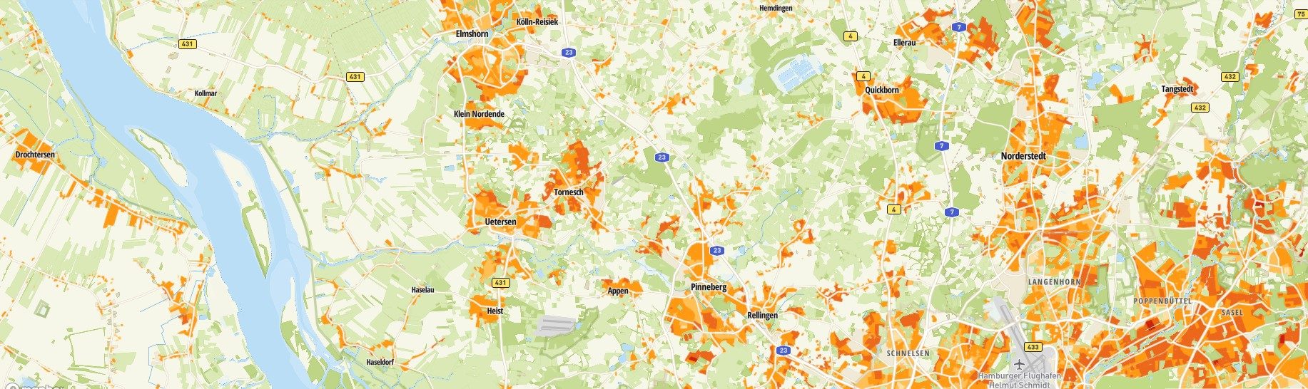 Kartenansicht für die aktuellen Marktberichte für den Kreis Pinneberg