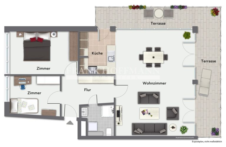 Immobilienangebot - Hamburg - Alle - Attraktive Eigentumswohnung mit großer Terrasse und Tiefgaragen-Stellplatz in Hamburg-Bramfeld