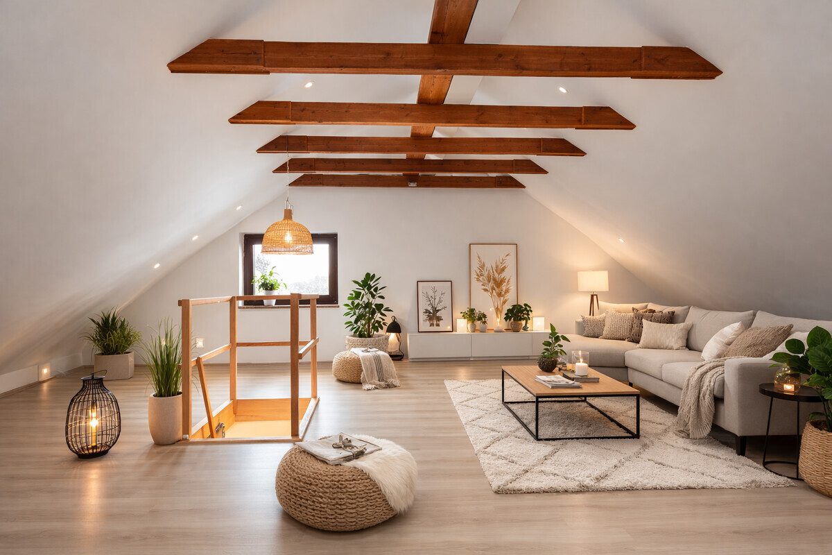 HOMESTAGING ausbaufähiges Dachgeschoss (KI generiert) Immobilienangebot - Norderstedt - Haus_Wohnung - Großzügige DHH mit Vollkeller & Ausbaureserve an der Grenze zu Hamburg
