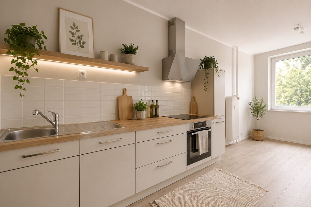 HOMESTAGING Küche (KI generiert) Immobilienangebot - Hamburg - Haus_Wohnung - 2 Zimmer Wohnung mit Fahrstuhl in Hamburg Eidelstedt