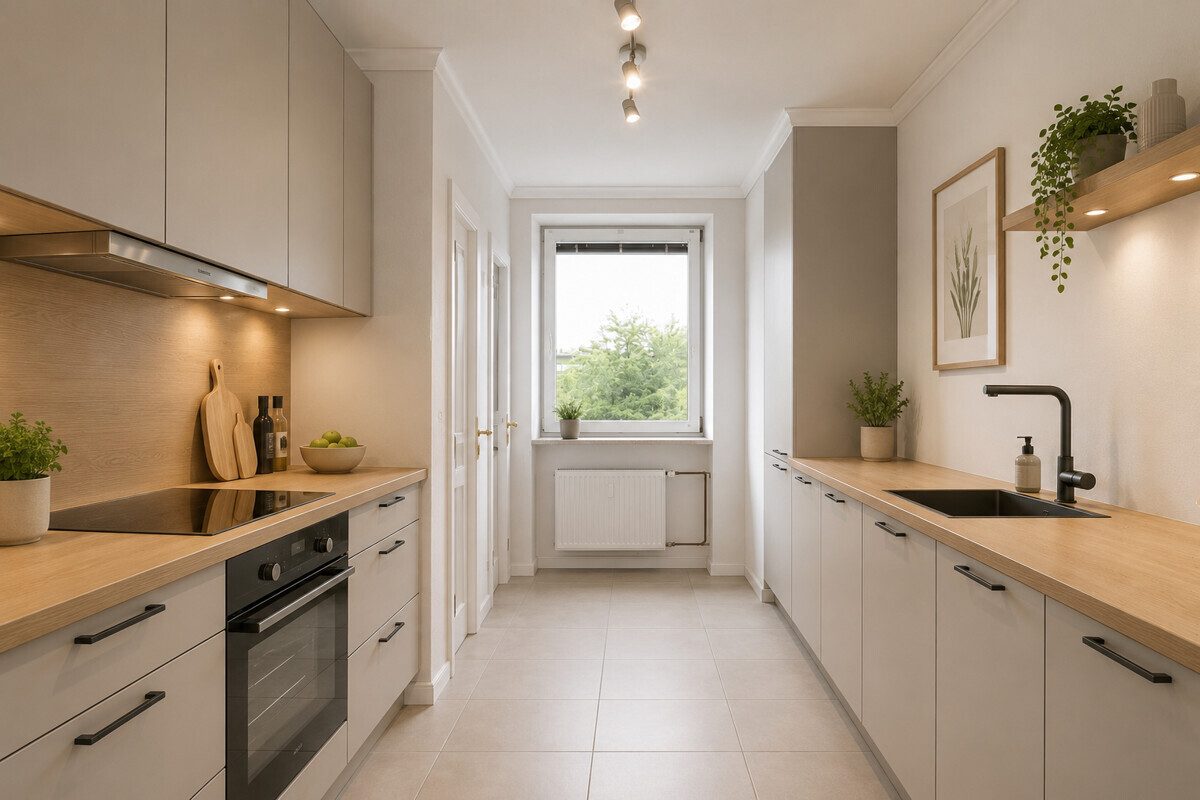 HOMESTAGING Küche (KI generiert) Immobilienangebot - Hamburg - Haus_Wohnung - Geräumige 2-Zimmer Wohnung mit Potenzial in Hamburg Farmsen-Berne