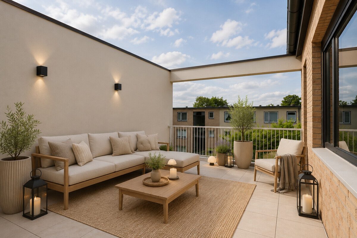 HOMESTAGING Dachterrasse (KI generiert) Immobilienangebot - Hamburg - Haus_Wohnung - Geräumige 2-Zimmer Wohnung mit Potenzial in Hamburg Farmsen-Berne