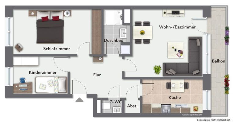 Immobilienangebot - Hasloh - Alle - Gepflegte & Vermietete 2,5-Zimmer-Eigentumswohnung mit Balkon & zwei Stellplätzen in Hasloh