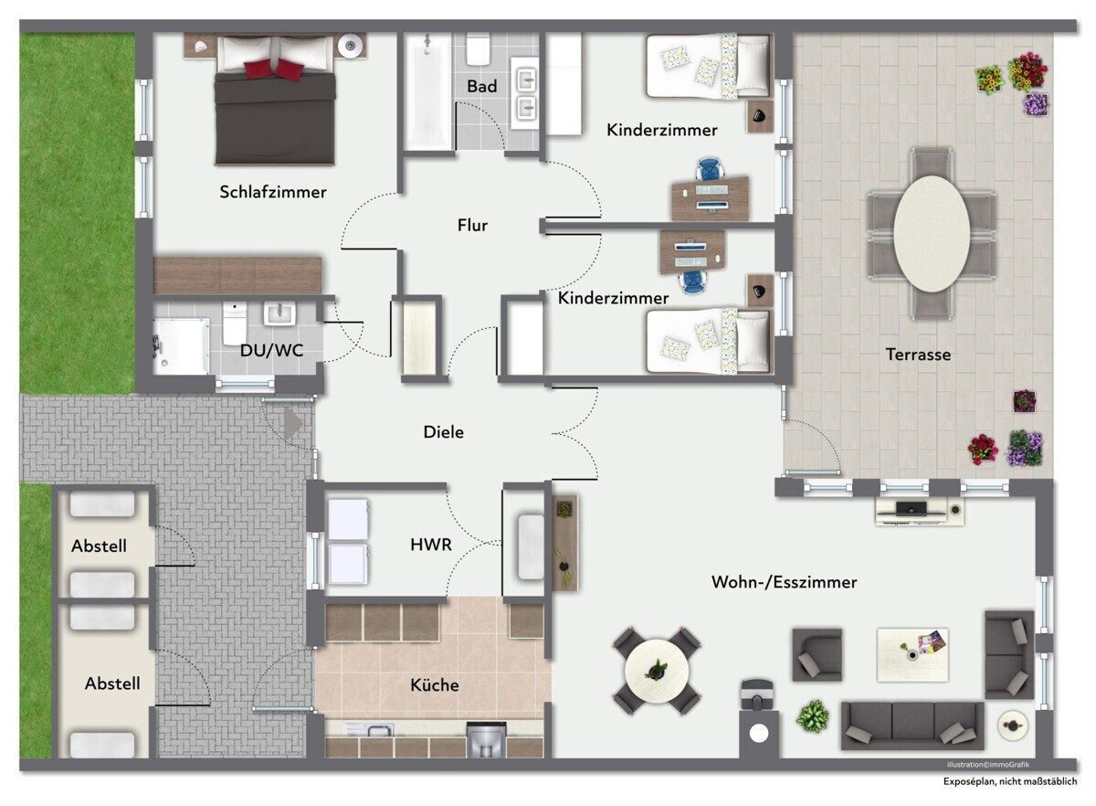 immoGrafik-Exposeplan-23252464401-K1-DINA3 Grundriss Immobilienangebot - Henstedt-Ulzburg - Haus_Wohnung - Kettenbungalow mit Carport in Sackgassenlage von Henstedt-Ulzburg