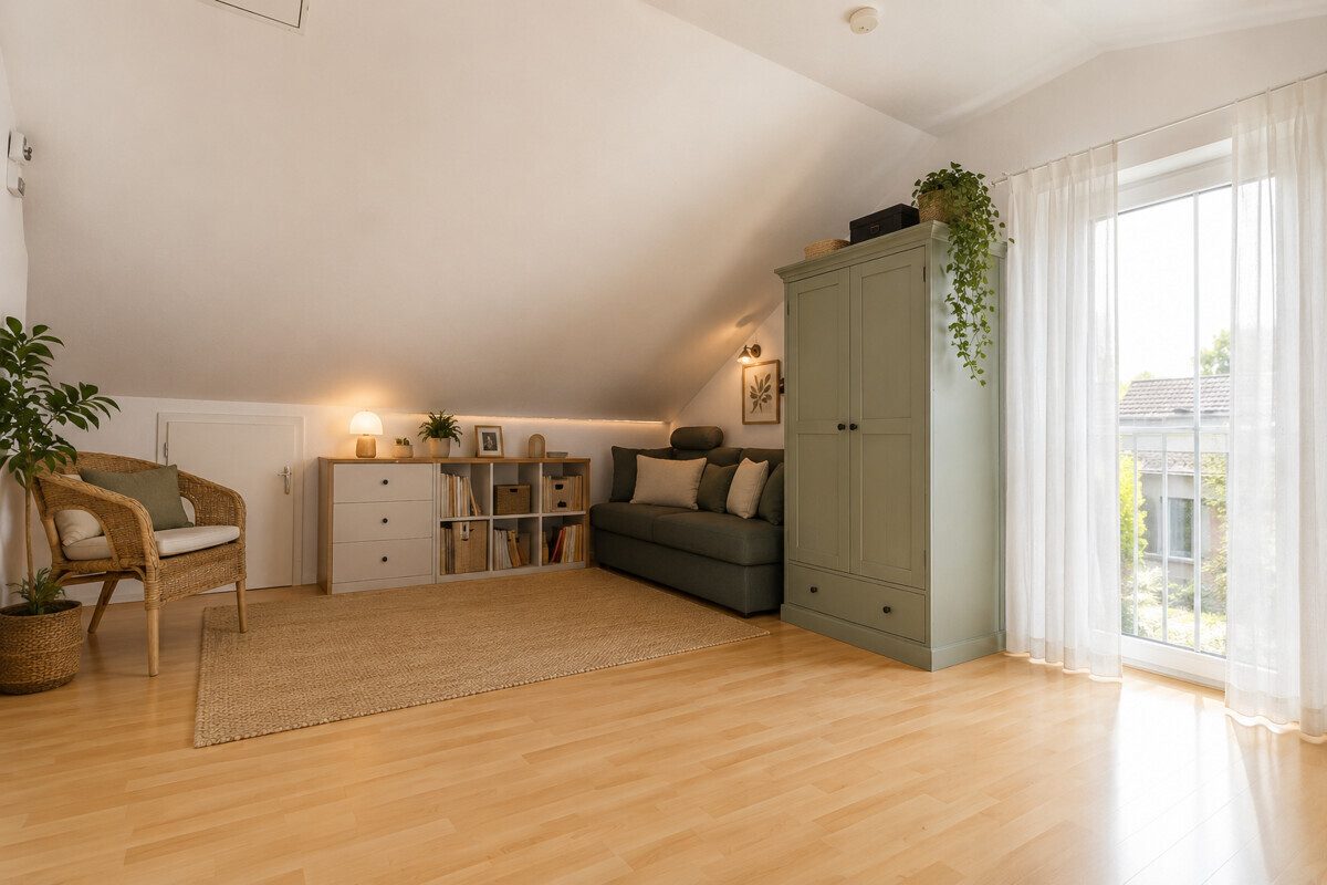 HOMESTAGING Dachgeschoss Gäste Zimmer (2) (KI generiert) Immobilienangebot - Hamburg - Haus_Wohnung - Familienfreundliches Reihenendhaus im schönen Hamburg-Bramfeld.