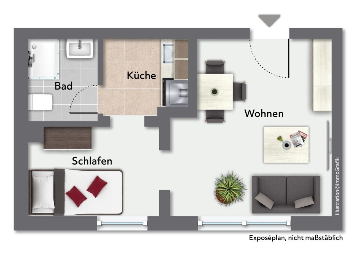 Immobilienangebot - Ellerau - Haus_Wohnung - Gut vermietete 1,5-Zimmer-Wohnung mit Außenstellplatz in zentraler Lage von Ellerau