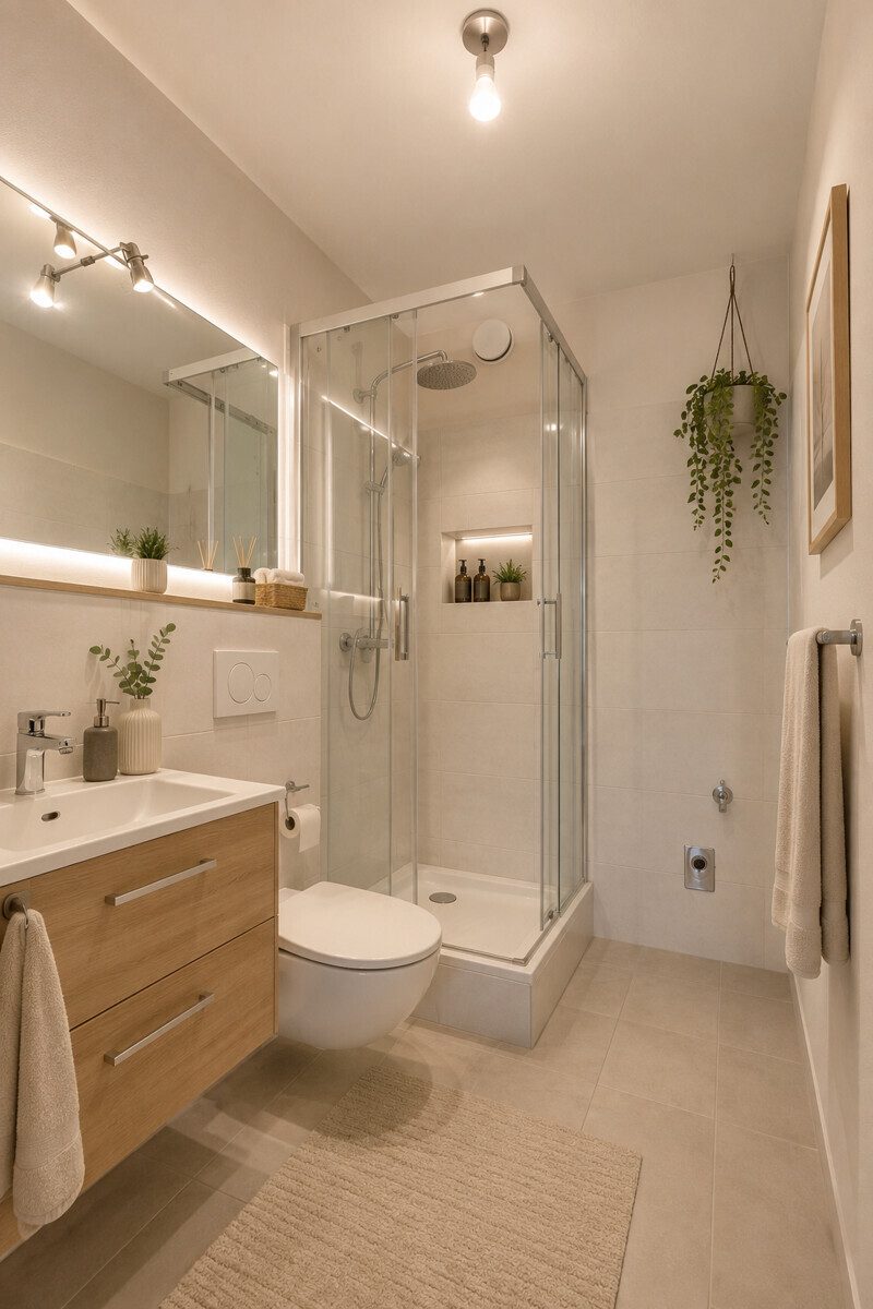 HOMESTAGING Duschbad (Ki generiert) Immobilienangebot - Hamburg - Haus_Wohnung - Freie 1,5 Zimmer Wohnung mit TG-Stellplatz in Hamburg-Eidelstedt