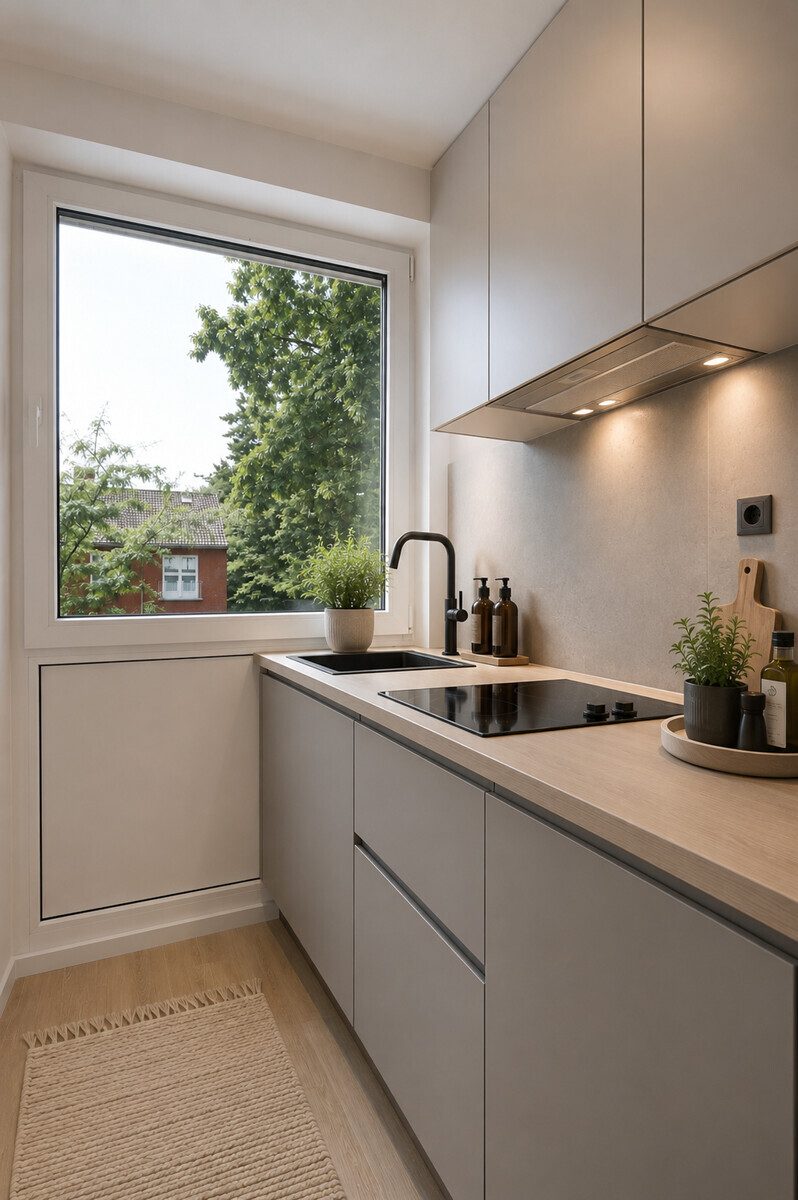 HOMESTAGING Küche (Ki generiert) Immobilienangebot - Hamburg - Haus_Wohnung - Freie 1,5 Zimmer Wohnung mit TG-Stellplatz in Hamburg-Eidelstedt