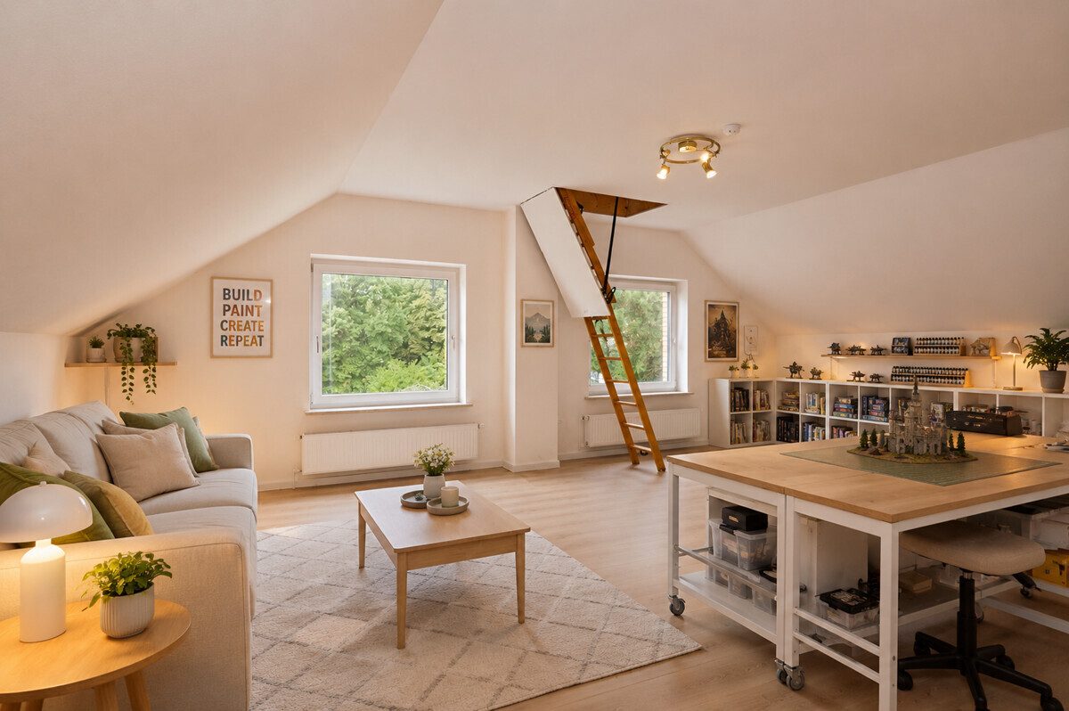 HOMESTAGING Dachboden (KI generiert) Immobilienangebot - Hamburg - Haus_Wohnung - Platzreiches Endreihenhaus mit 151,86m² Wohn- und Nutzfläche in Hamburg Poppenbüttel