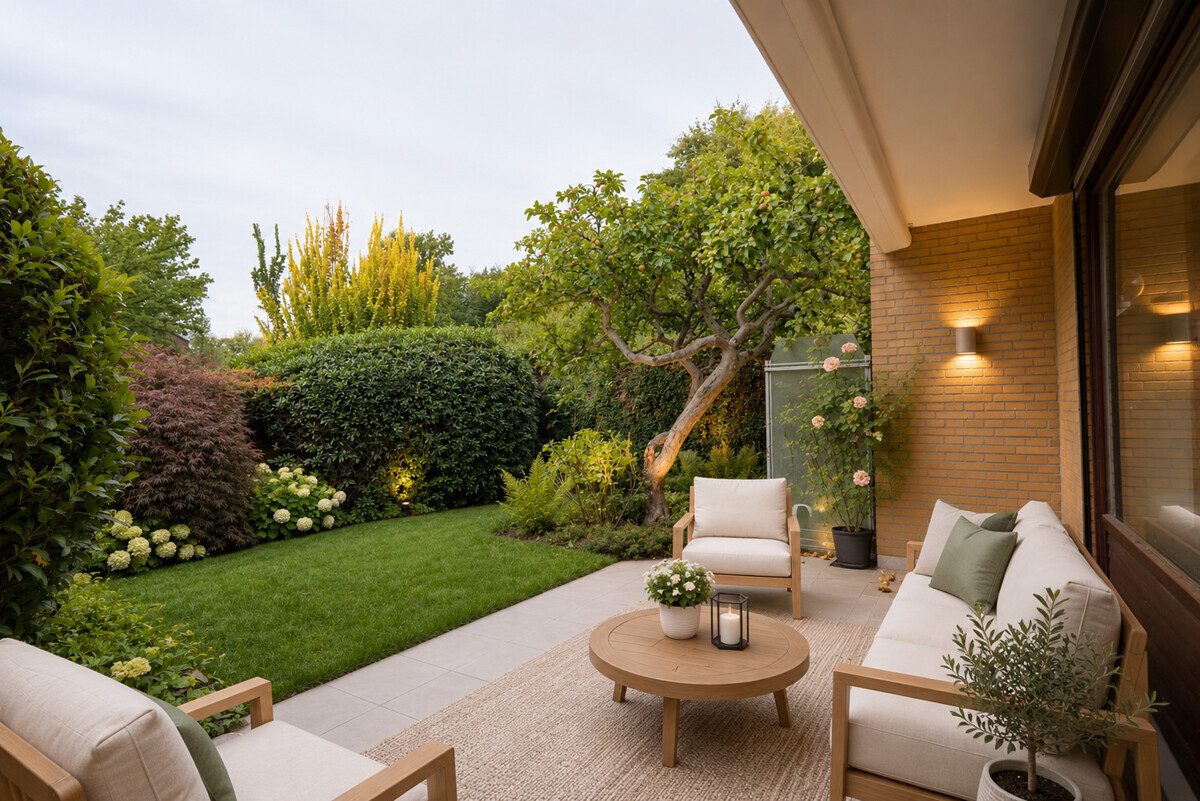 HOMESTAGING Terrasse (KI generiert) Immobilienangebot - Hamburg - Haus_Wohnung - Platzreiches Endreihenhaus mit 151,86m² Wohn- und Nutzfläche in Hamburg Poppenbüttel