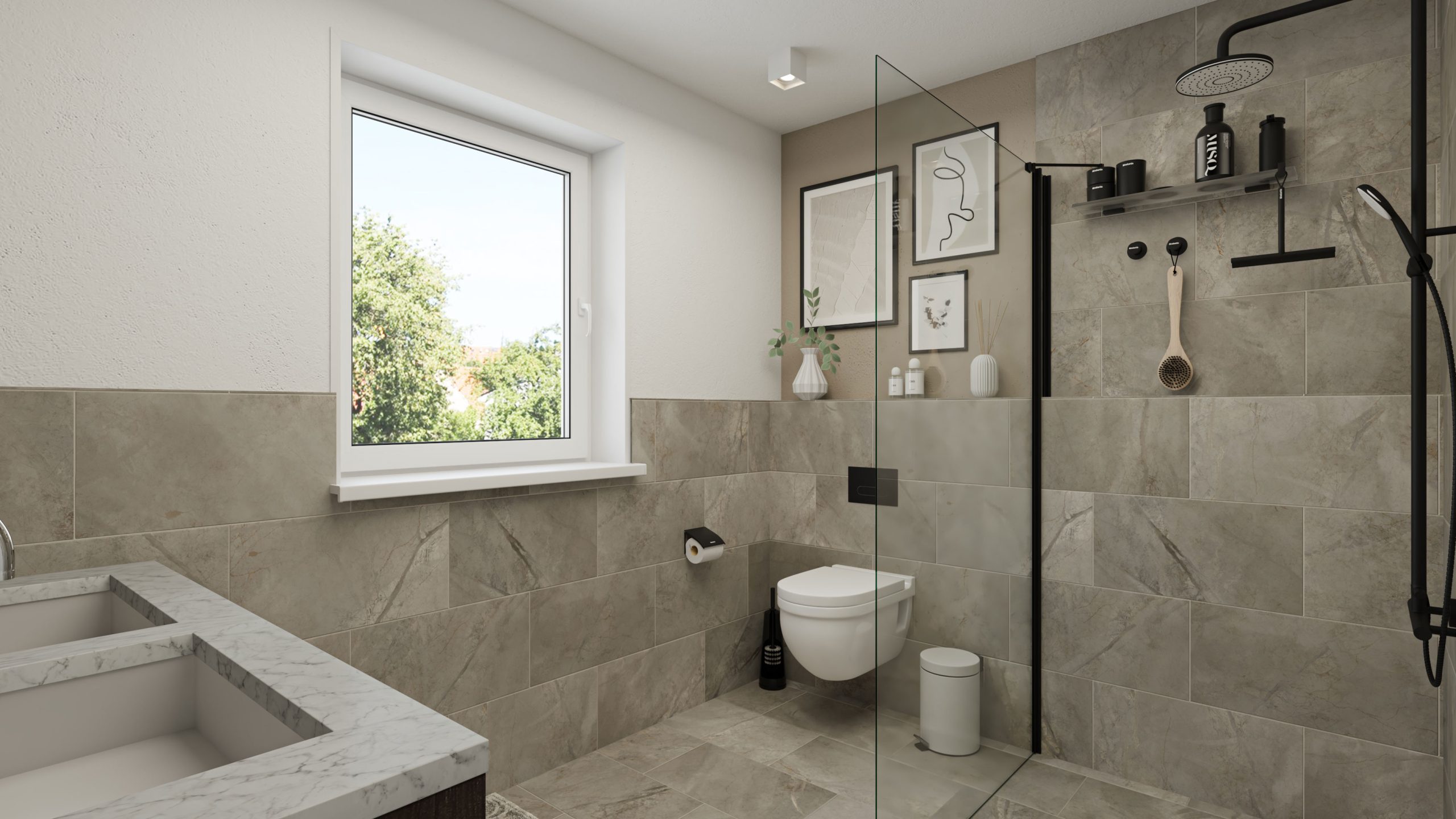Badezimmer Wohnung 3 Neubauprojekt Alpen Menzelen Volksbank Immobilien Niederrhein GmbH