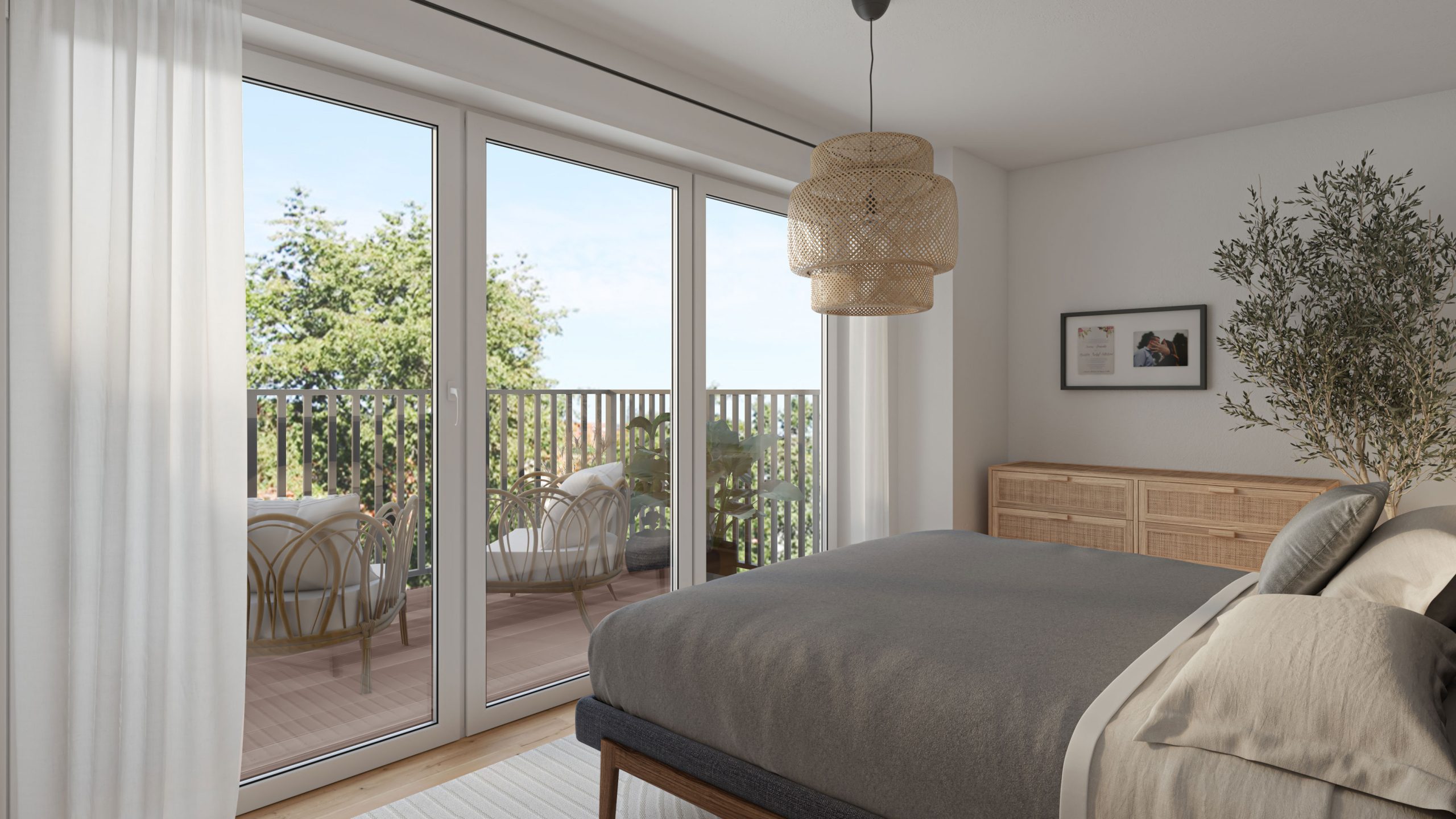 Schlafzimmer Wohnung 3 Neubauprojekt Alpen Menzelen Volksbank Immobilien Niederrhein GmbH