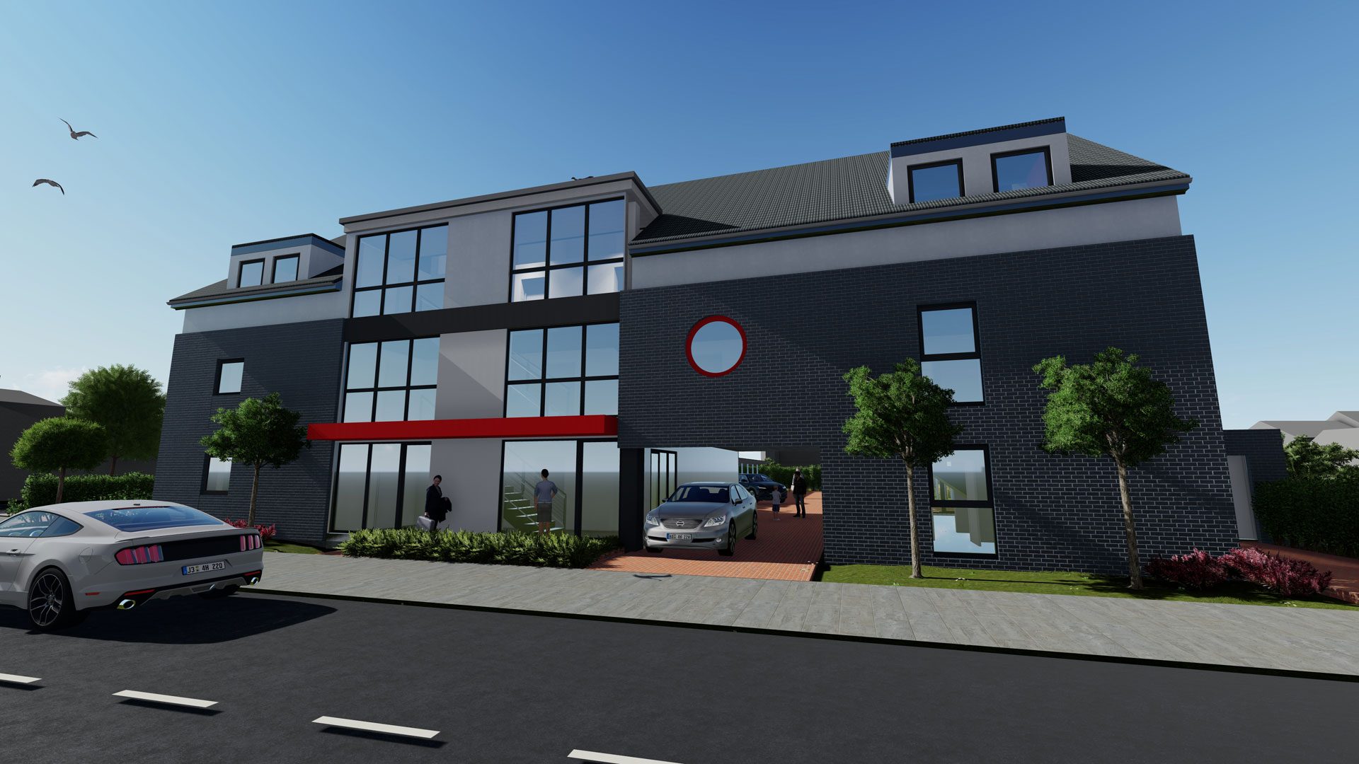 Vorderansicht Neubauprojekt Alpen-Menzelen Volksbank Immobilien Niederrhein GmbH