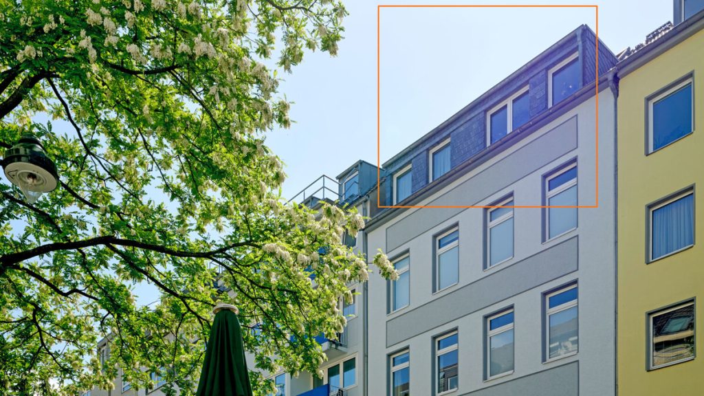 Volksbank Immobilien Niederrhein GmbH - Immobilienangebot - Düsseldorf - Alle - Über den Dächern von Düsseldorf-Pempelfort! Maisonettewohnung mit Aufzug und zwei Bädern!