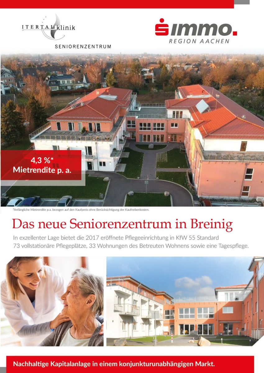 Immobilienangebot - Stolberg-Breinig - Renditehäuser - 73 Pflegewohnungen im neuen Seniorenzentrum als solide Kapitalanlage