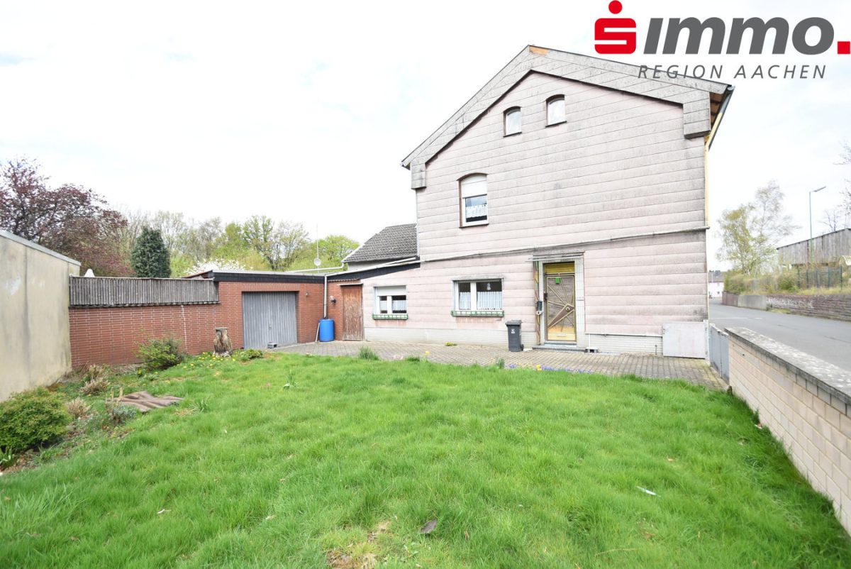 Immobilienangebot - Alsdorf-Mariadorf - Wohnen - Einseitig angebautes Wohnhaus mit Garage und Garten für den Handwerker!