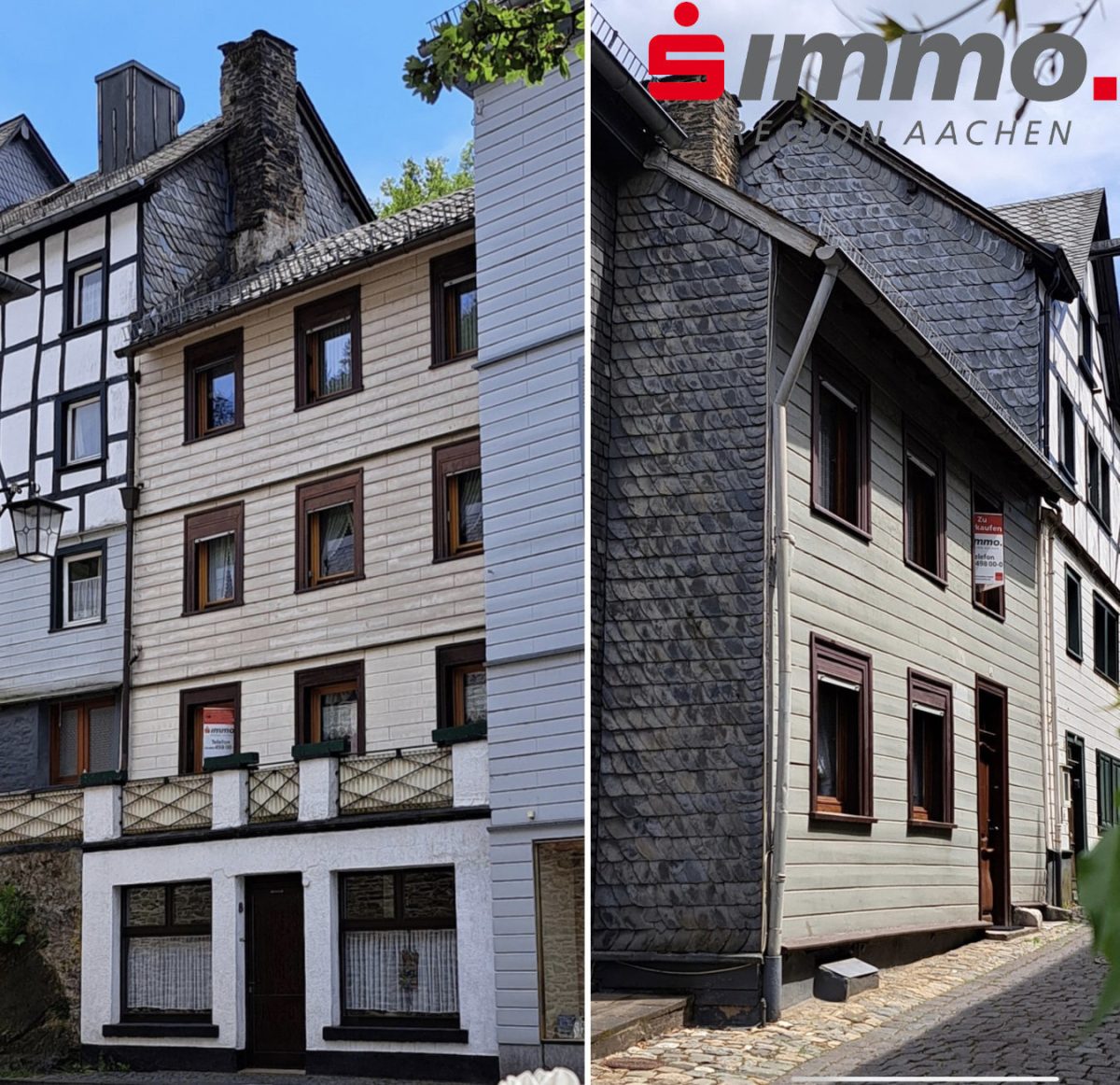 Immobilienangebot - Monschau - Wohnen - Denkmalgeschütztes Wohnhaus mit Gewerbeeinheit mit Balkon und Stellplatz in zentraler Innenstadtlage