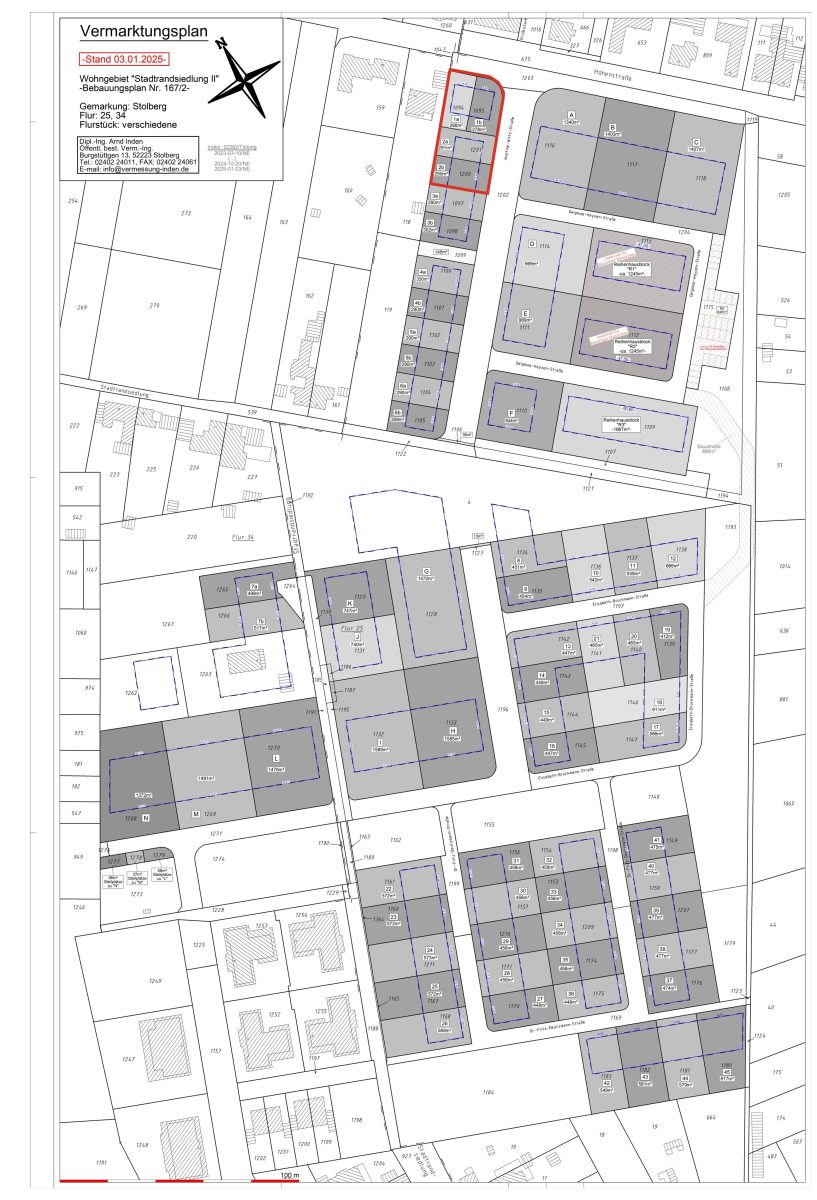 Lageplan Lageplan Immobilienangebot - Stolberg (Rheinland) - Grundstücke - Mehrfamilienhausgrundstück Größe 1.125 m² Kaufpreis 351.500,- €