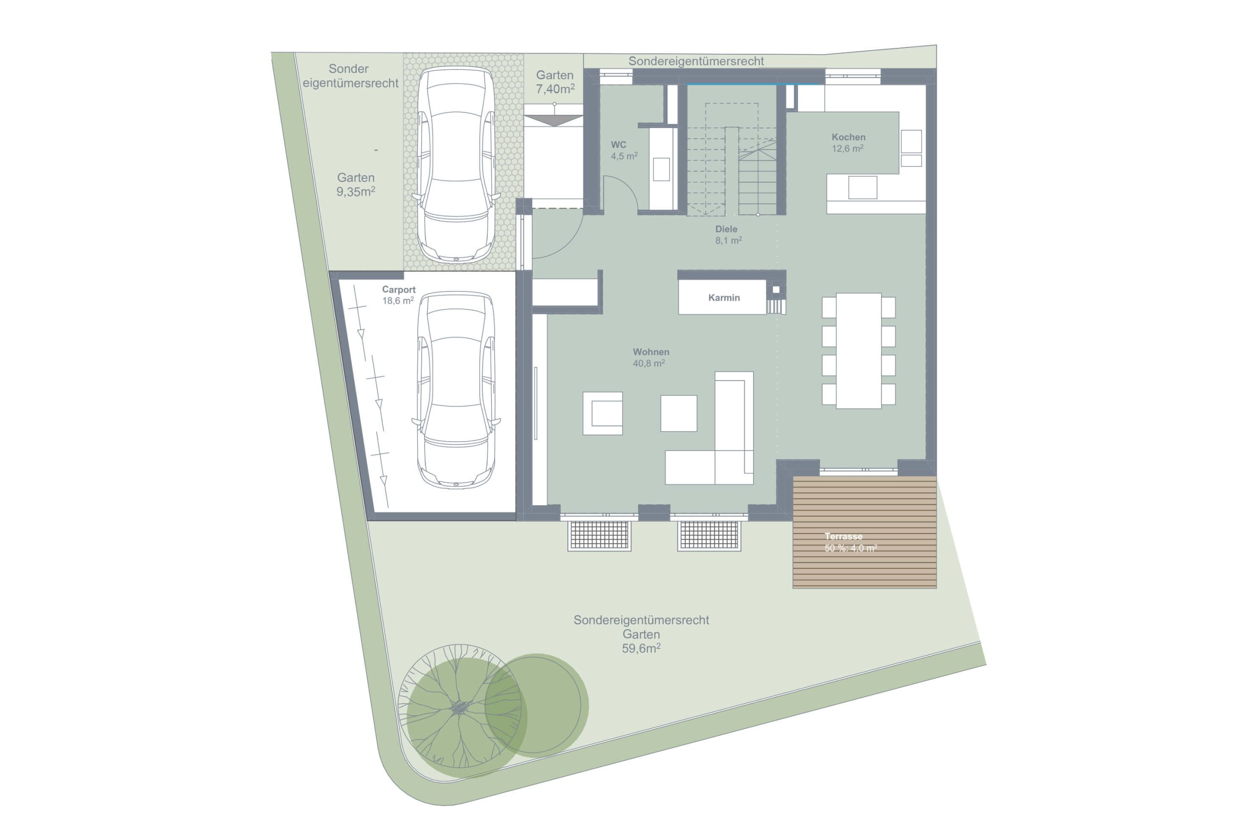 Neubauprojekt Quartier 19 - Grundriss EFH EG