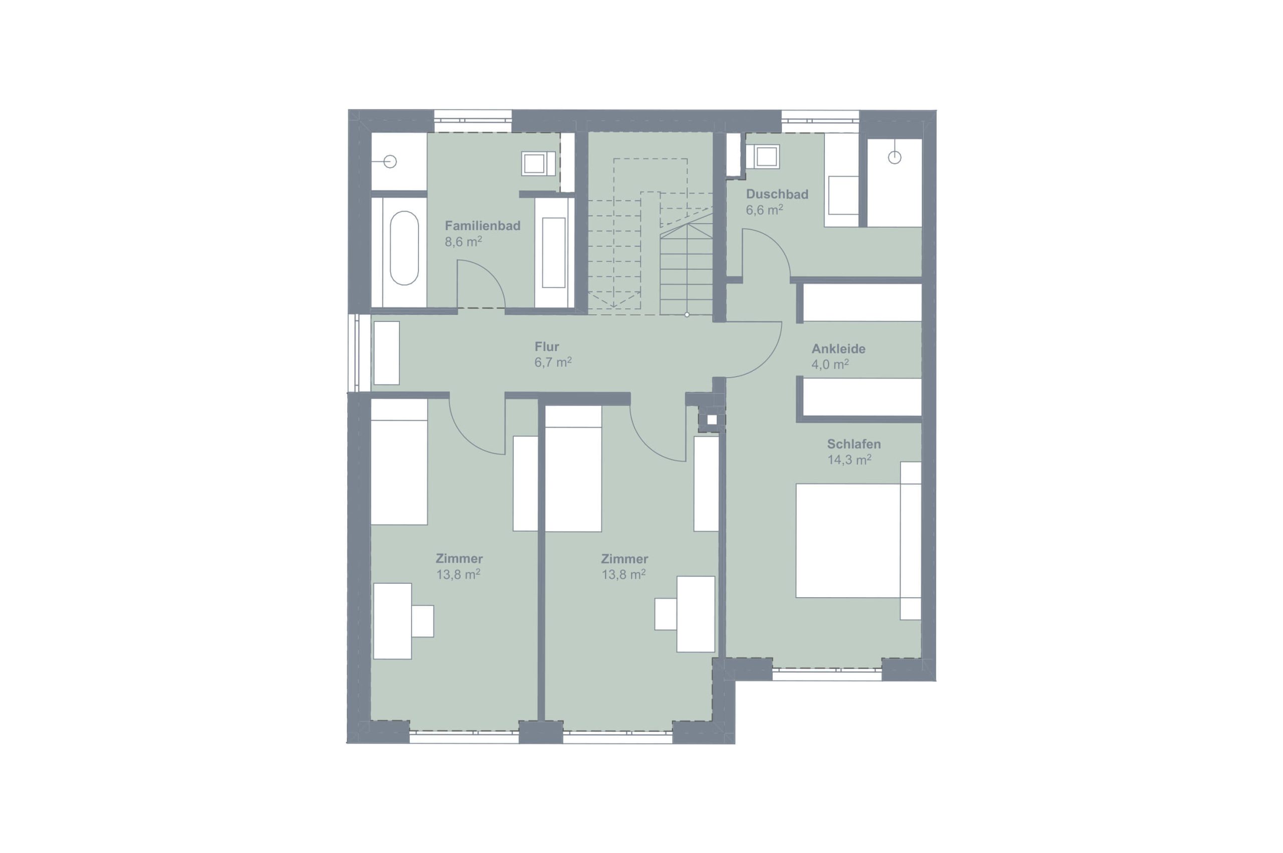 Neubauprojekt Quartier 19 - Grundriss EFH OG