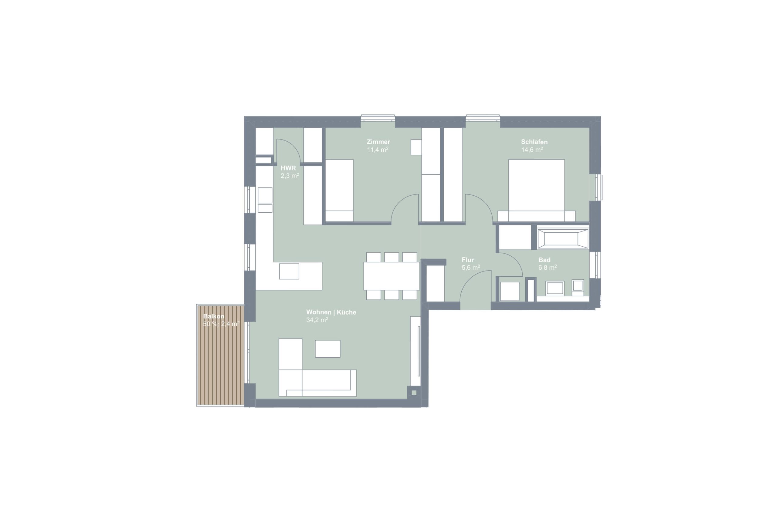 Neubauprojekt Quartier 19 - Grundriss Wohnung_III