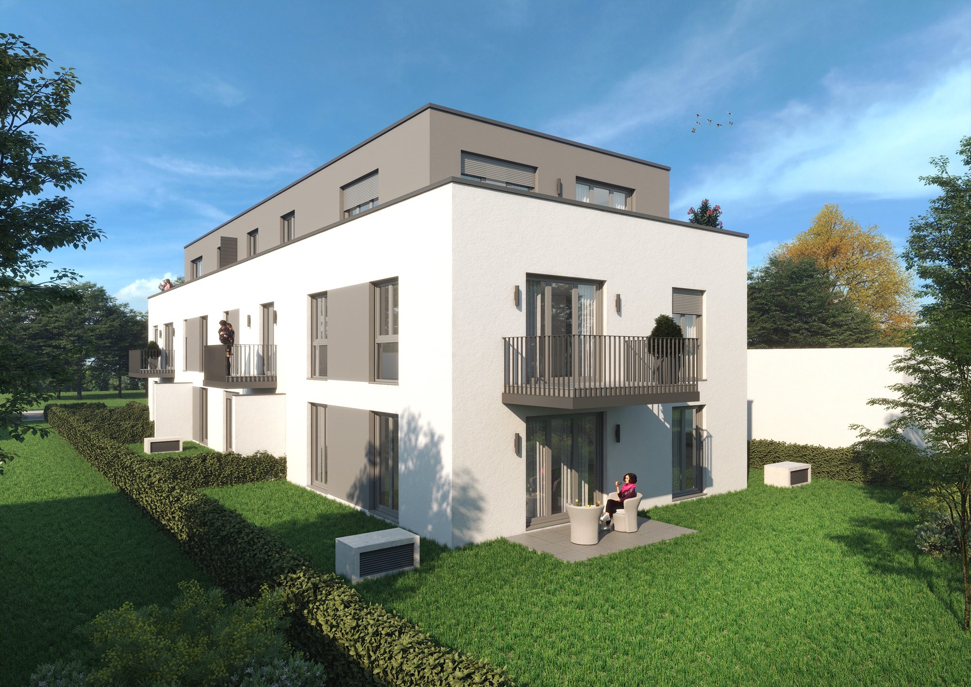 Außenansicht II Immobilienangebot - Maintal / Bischofsheim - Alle - Barrierefreie, gemütliche 3-Zimmer-Wohnung mit herrlicher West-Terrasse und eigenem Gartenanteil