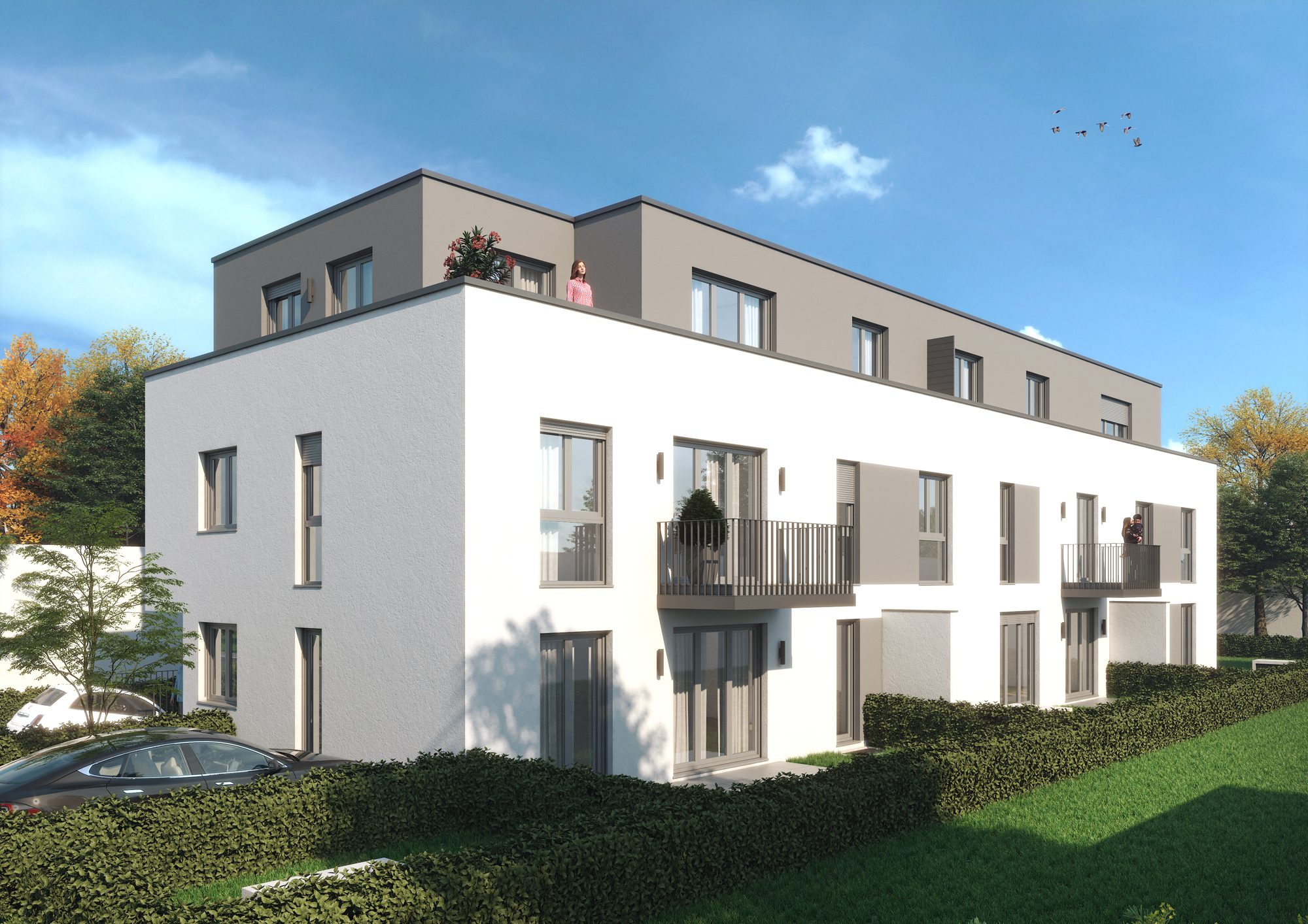 Außenansicht I Immobilienangebot - Maintal / Bischofsheim - Alle - Individuelle 3-Zimmer-Maisonette Wohnung mit herrlicher West-Terrasse und privaten Gartenanteil