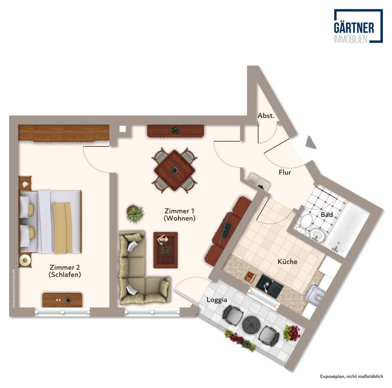 Immobilienangebot - Hanau / Wolfgang - Alle - Hanau-Wolfgang: "Kapitalanlage" - Gepflegte 2-Zimmer-Wohnung mit Süd-West Loggia in zentraler Lage