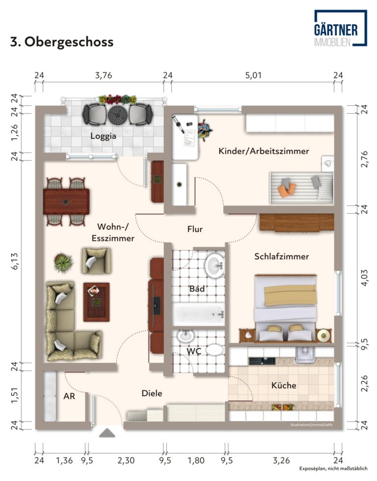 Immobilienangebot - Maintal / Dörnigheim - Alle - Maintal-Dörnigheim: Schöne 3-Zimmer-Wohnung mit Süd-West Balkon in ruhiger Waldrandlage