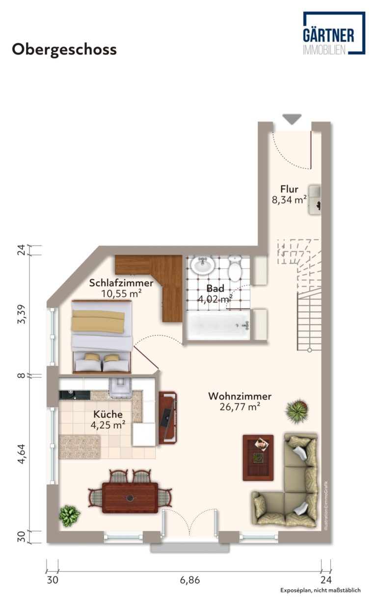 Immobilienangebot - Bad Nauheim - Alle - Bad Nauheim: Gemütliche und helle 4-Zimmer-Maisonette-Wohnung mit Einbauküche in zentraler Lage