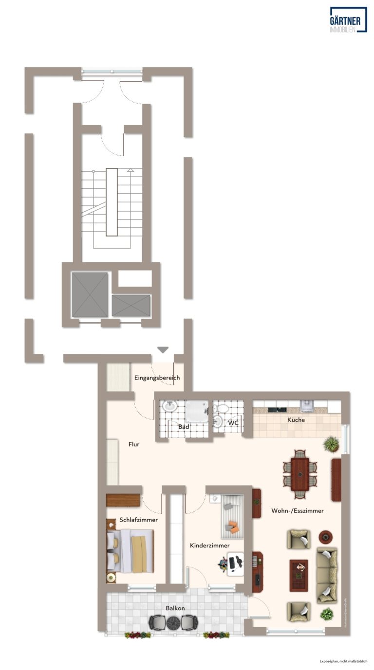 Immobilienangebot - Maintal-Bischofsheim - Alle - Maintal-Bischofsheim: Großzügige 3-Zimmer-Wohnung mit Süd-Balkon und Einbauküche in zentraler Lage