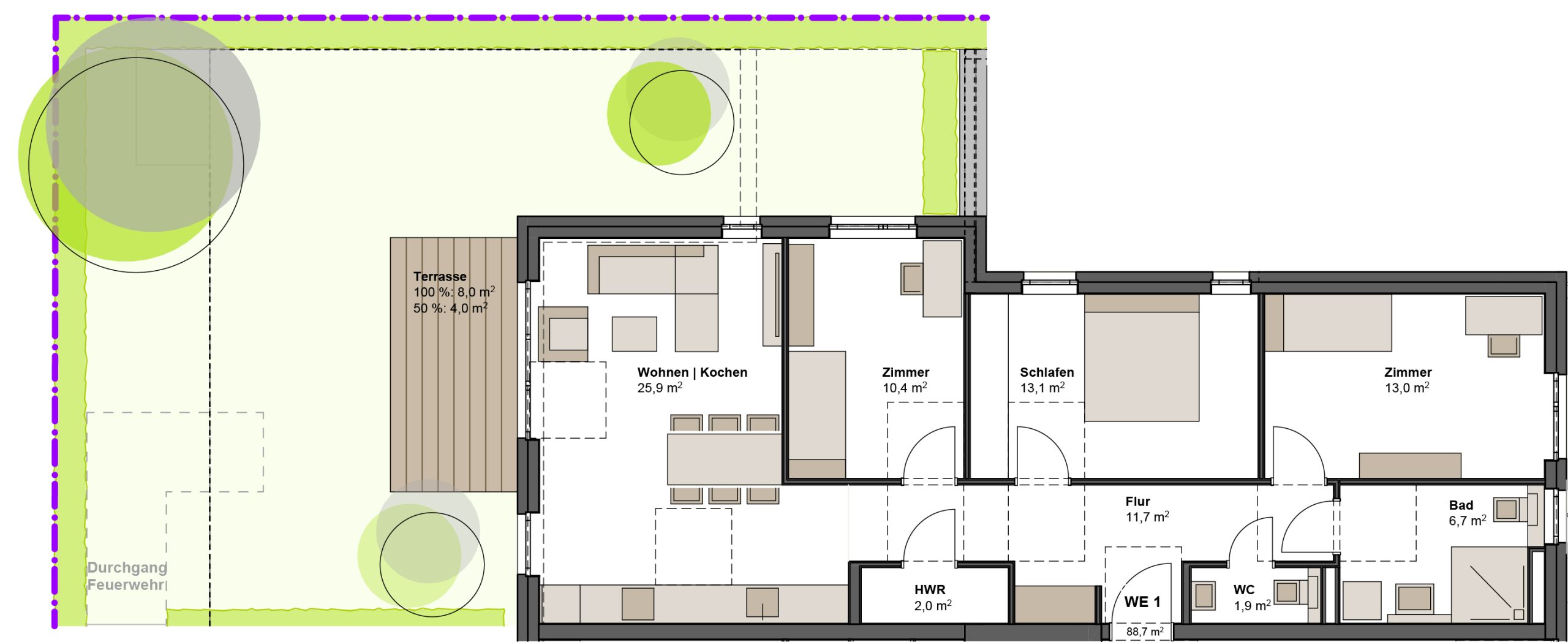 Neubauprojekt Maintal - Grundriss Wohnung 1