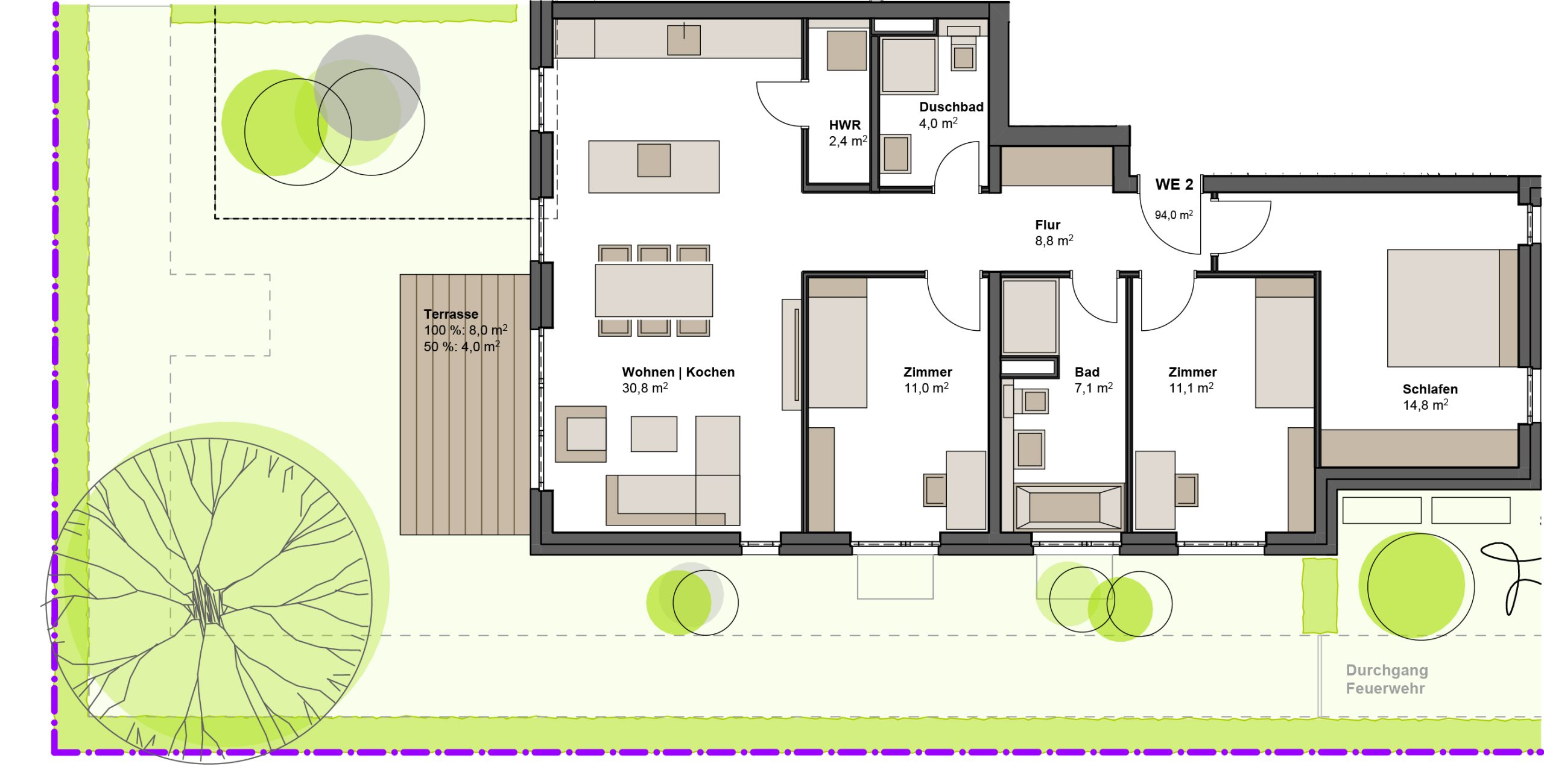 Neubauprojekt Maintal - Grundriss Wohnung 2