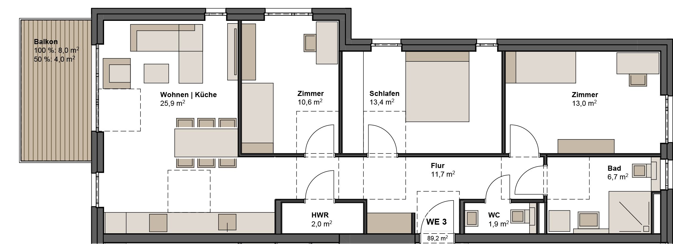 Neubauprojekt Maintal - Grundriss Wohnung 3