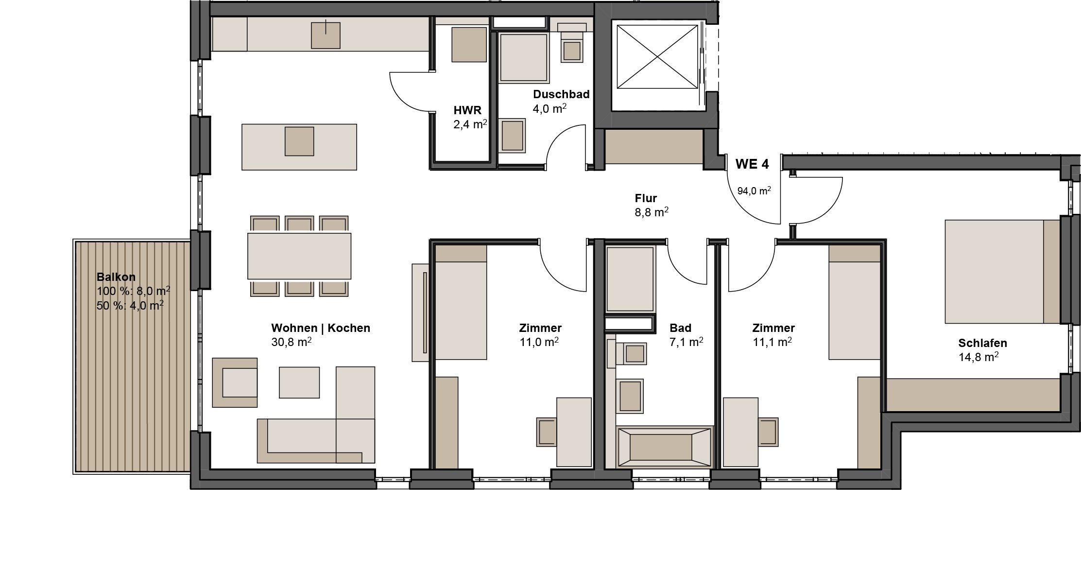 Neubauprojekt Maintal - Grundriss Wohnung 4