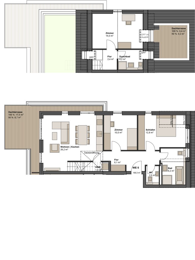 Immobilienangebot - Maintal / Dörnigheim - Alle - Herrliche 4-Zimmer-Dachgeschoss-Wohnung im Maisonette-Stil mit zwei Dachterrassen und Aufzug