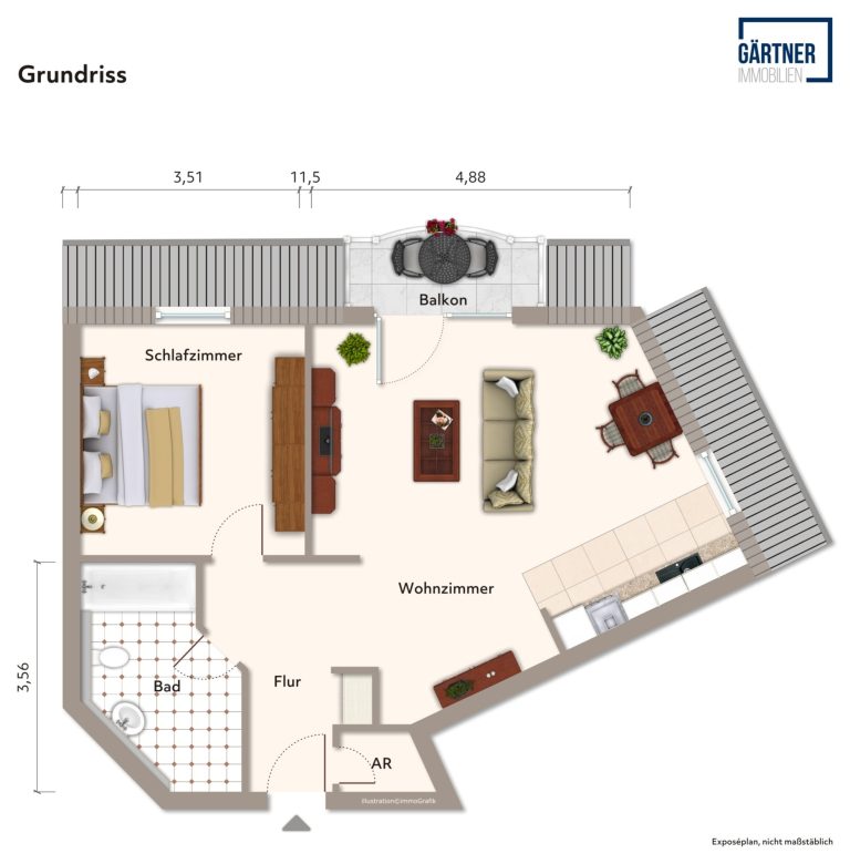 Immobilienangebot - Hanau - Alle - Hanau Innenstadt: Gepflegte, 2-Zimmer-Wohnung mit Balkon und Tiefgaragenstellplatz