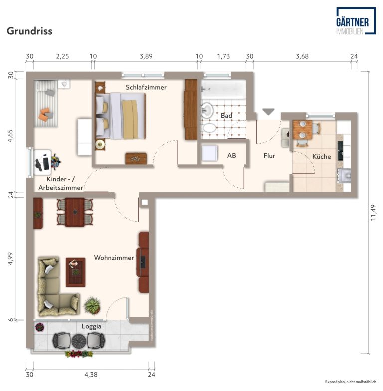 Immobilienangebot - Hanau - Alle - Hanau-Wolfgang: Gepflegte, gut geschnittene 3-Zimmer-Wohnung mit Süd-West Loggia in zentraler Lage