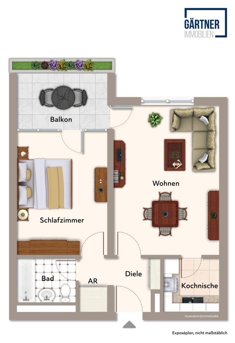 Immobilienangebot - Rodenbach / Niederrodenbach - Alle - Niederrodenbach: Vermietete 2-Zimmer-Wohnung mit Balkon und tollem Grundriss in zentraler Wohnlage