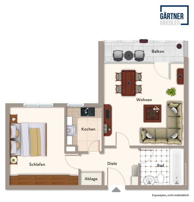 Immobilienangebot - Rodenbach / Niederrodenbach - Alle - Niederrodenbach: Vermietete, gut geschnittene 2-Zimmer-Wohnung mit überdachtem Süd-Balkon