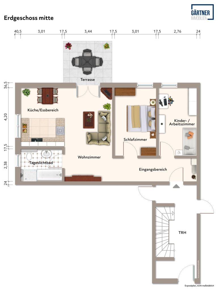 Immobilienangebot - Kahl - Alle - Kahl am Main: Vermietete 3-Zimmer-Erdgeschoss-Wohnung mit Terrasse und eigenem Garten