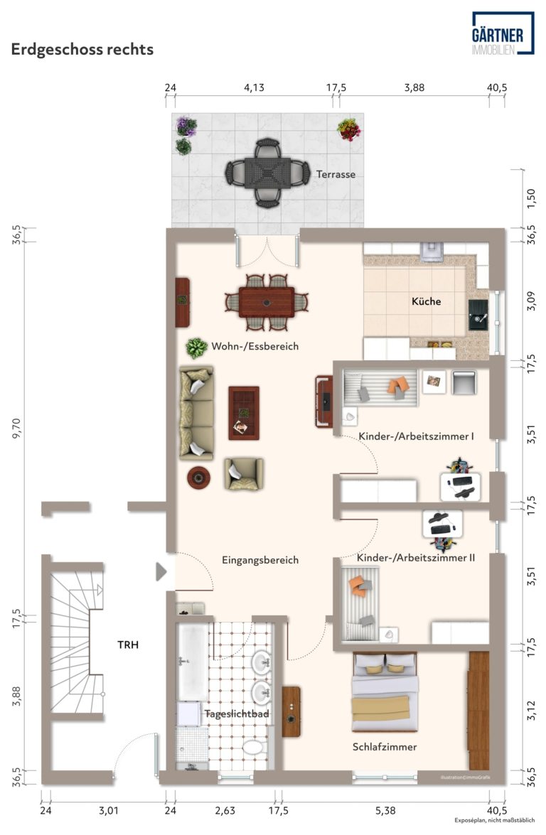 Immobilienangebot - Kahl - Alle - Kahl am Main: Großzügige 4-Zimmer-Erdgeschoss-Wohnung mit Terrasse und eigenem großen Garten