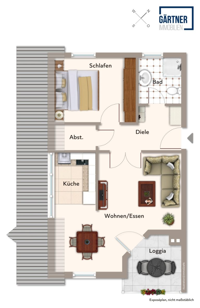 Immobilienangebot - Langenselbold - Alle - Langenselbold: Tolle, helle 2-Zimmer-Dachgeschoss-Wohnung mit Süd-Balkon in beliebter Wohnlage