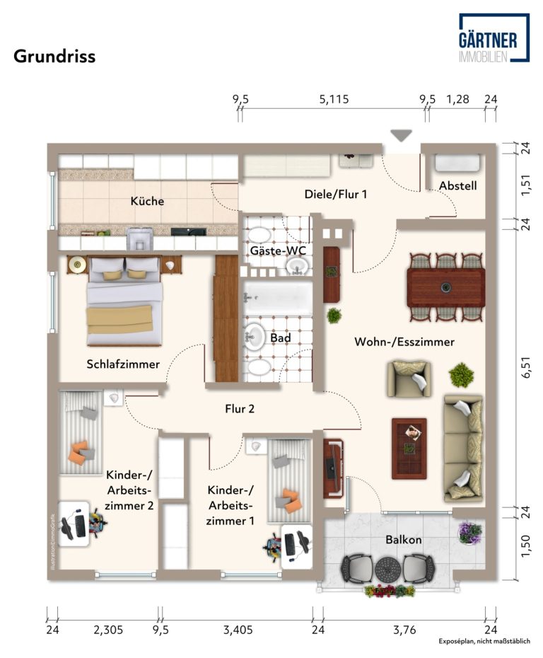 Immobilienangebot - Maintal / Dörnigheim - Alle - Maintal-Dörnigheim: Schöne 4-Zimmer-Wohnung mit Süd-Balkon & Einbauküche in ruhiger Waldrandlage