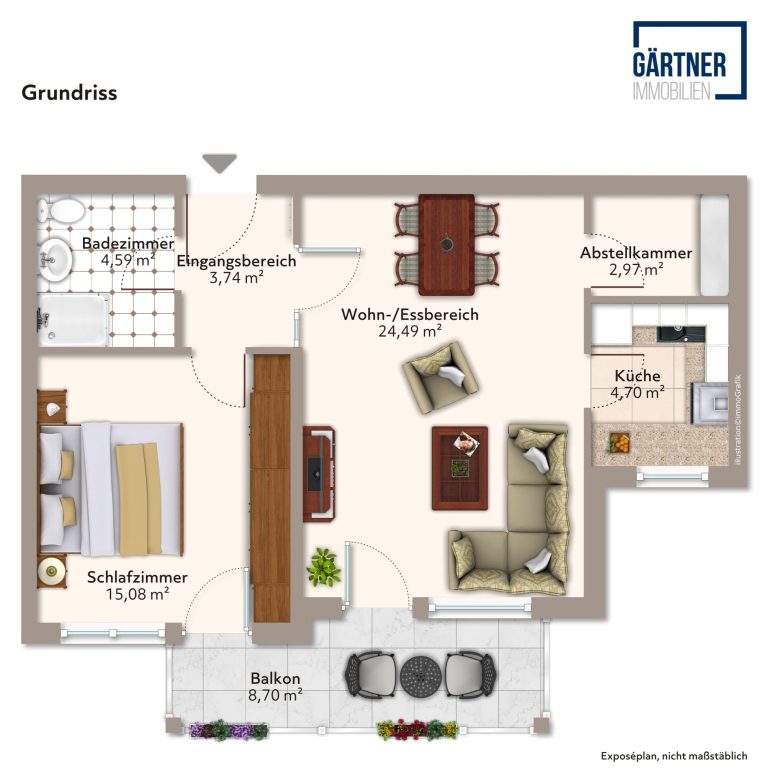 Immobilienangebot - Maintal / Dörnigheim - Alle - Maintal-Dörnigheim: Wunderschöne 2-Zimmer-Wohnung mit Einbauküche und tollem Süd-West Balkon