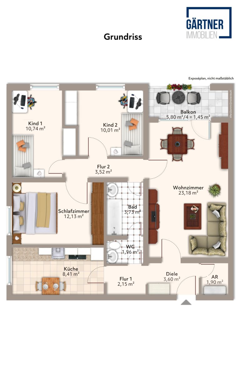 Immobilienangebot - Maintal - Alle - Maintal-Dörnigheim: Gut geschnittene 4-Zimmer-Wohnung mit Süd-Balkon in ruhiger Waldrandlage